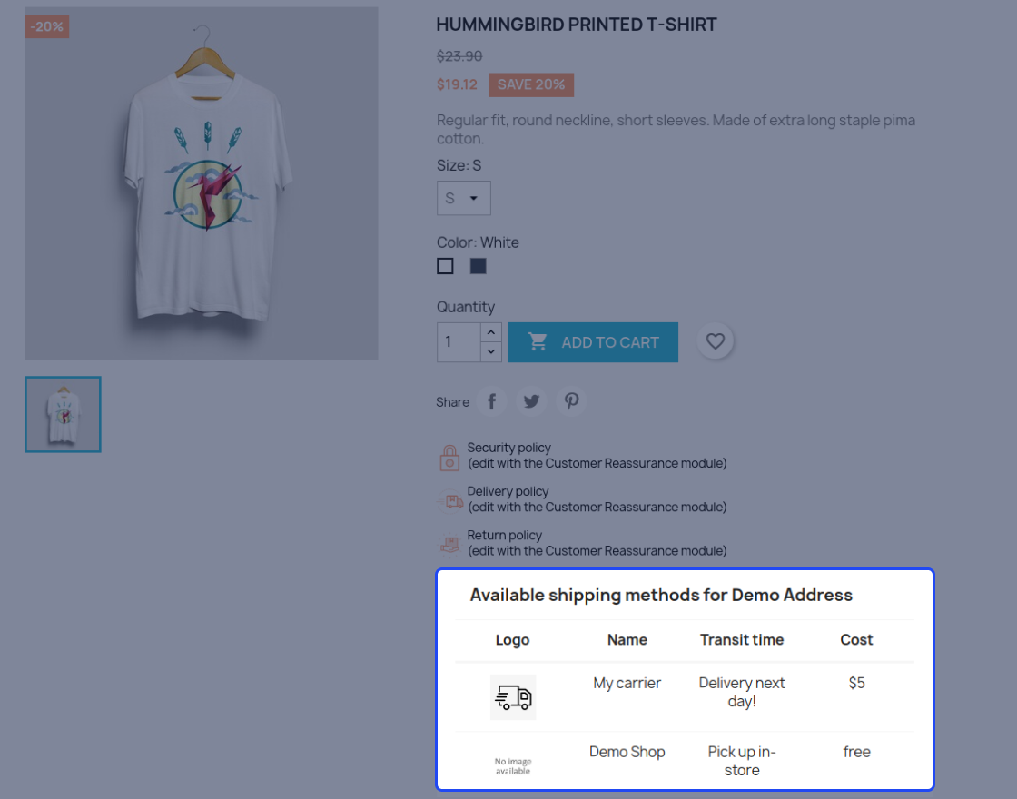 Prestashop Product Carrier Details