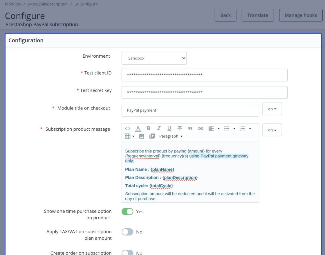 PrestaShop PayPal Recurring Payment Gateway
