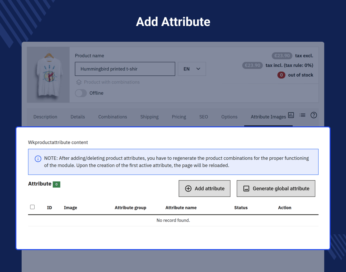 Prestashop Product Attribute Image