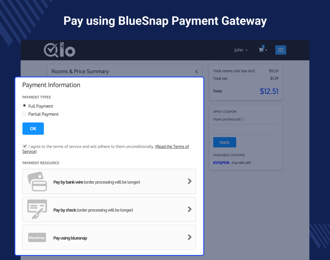 QloApps BlueSnap Payment Gateway