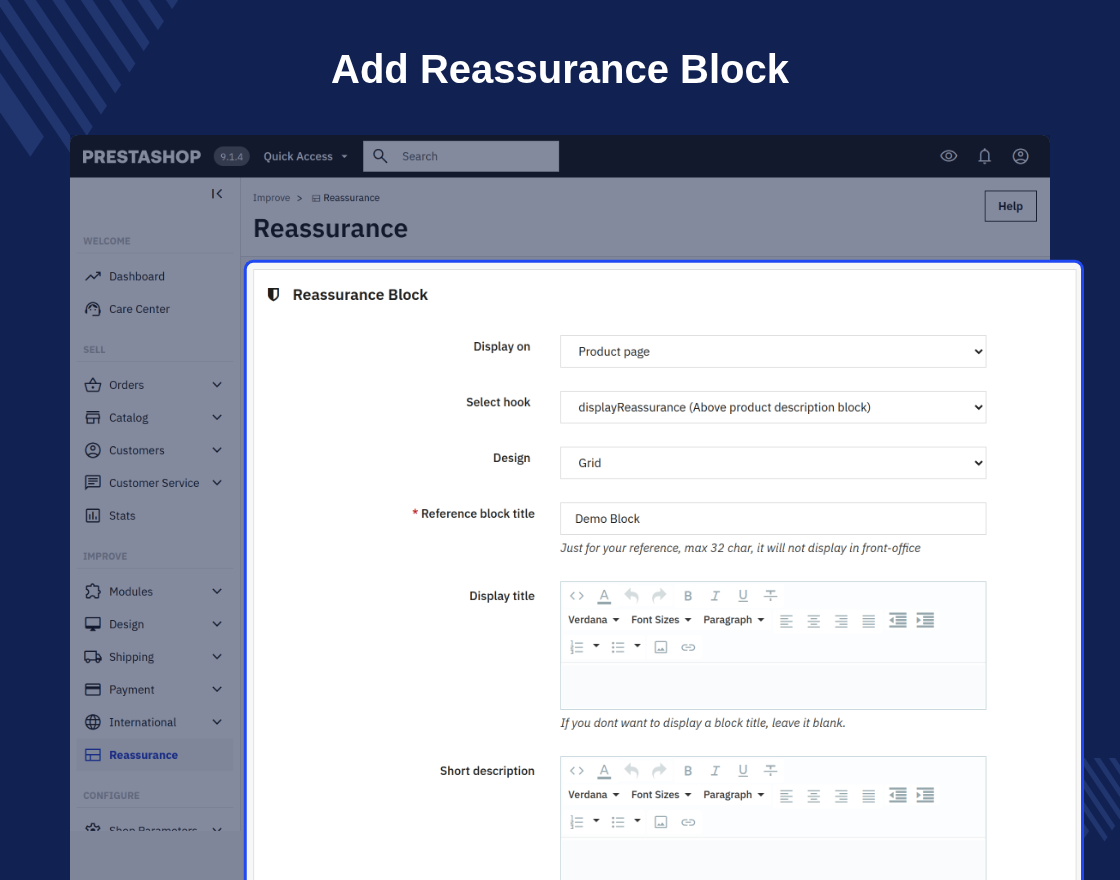 Prestashop Advance Reassurance Block