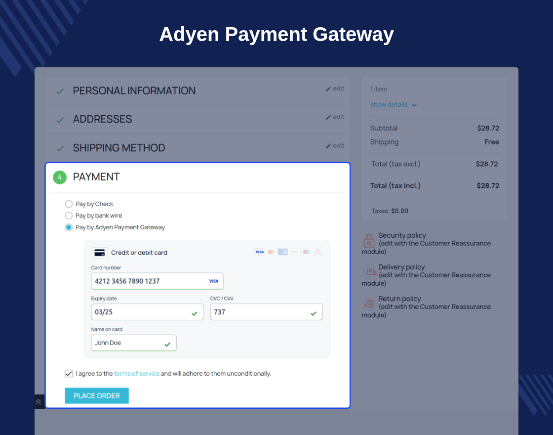 Prestashop Adyen Payment Gateway