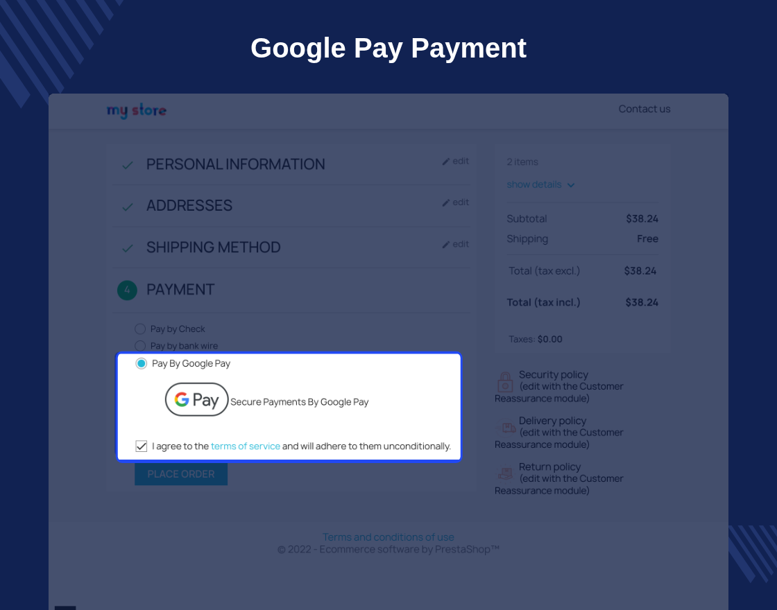Prestashop Google Pay Payment Gateway