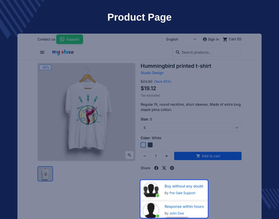 Prestashop WhatsApp Support and Share