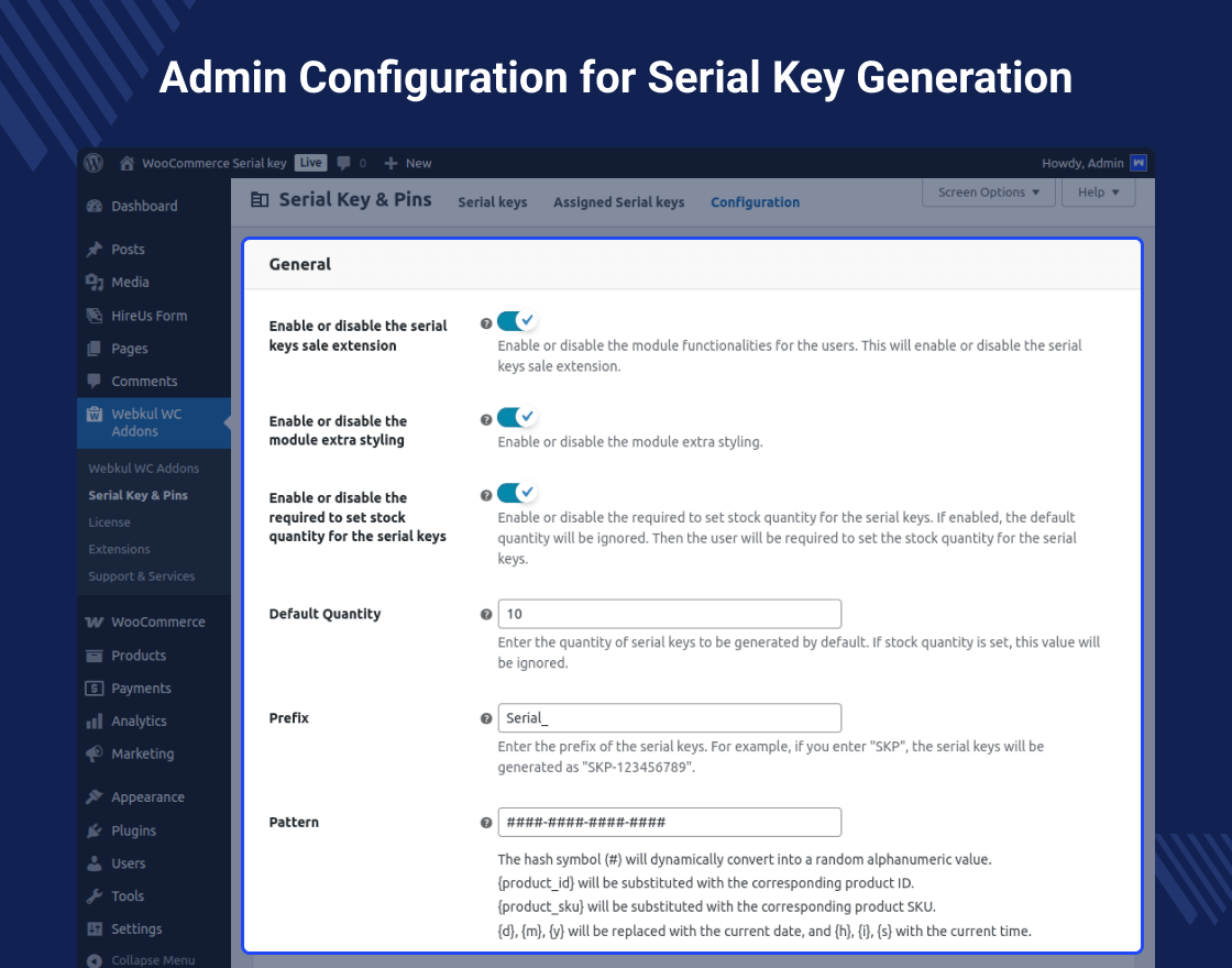 WooCommerce License and Serial Key Plugin