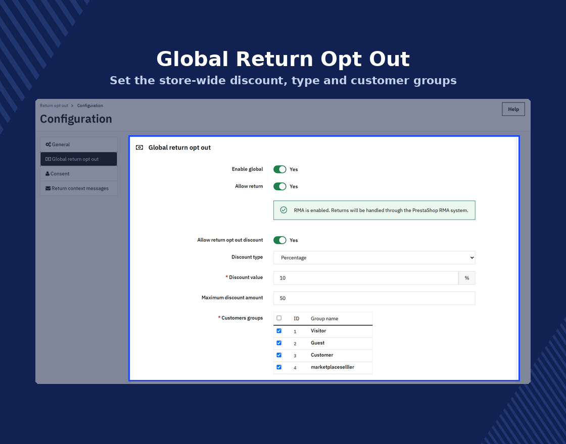 PrestaShop Return Opt-Out Discount