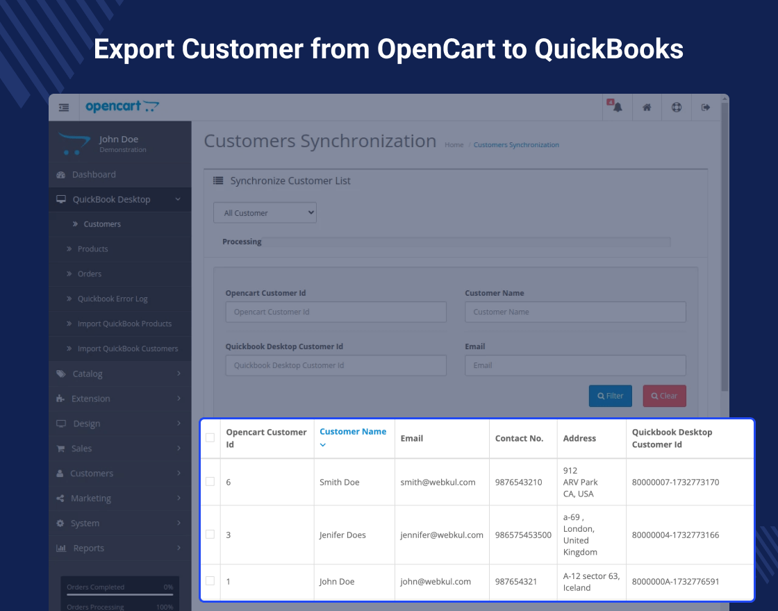 OpenCart QuickBooks Desktop Connector 