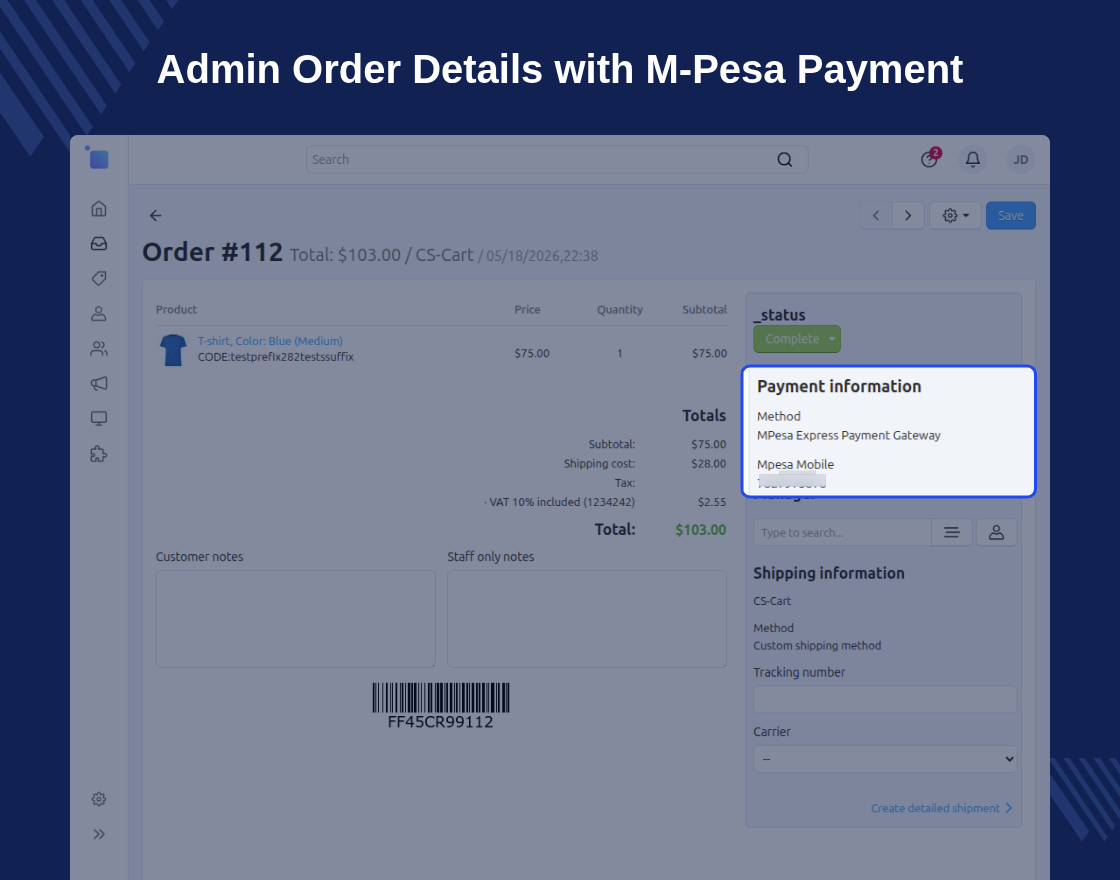 CS-Cart M-Pesa Express Payment Gateway