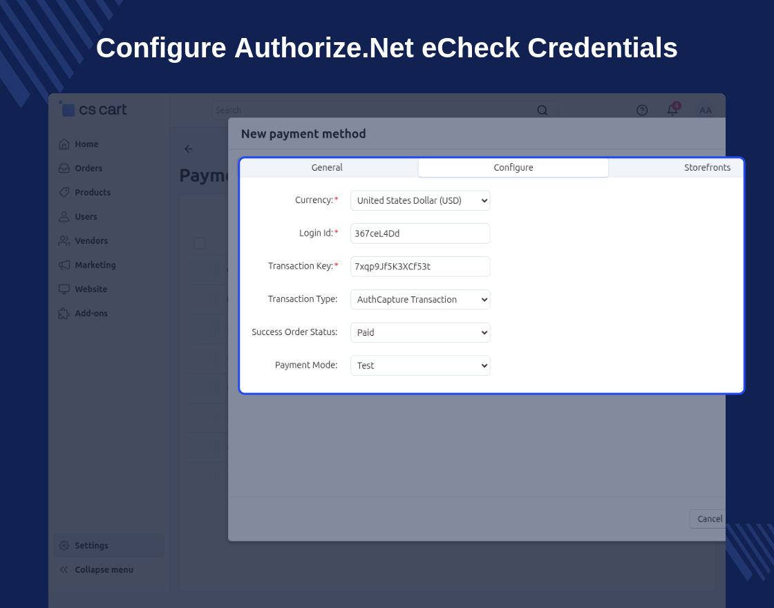 CS-Cart Authorize.net Payment Gateway