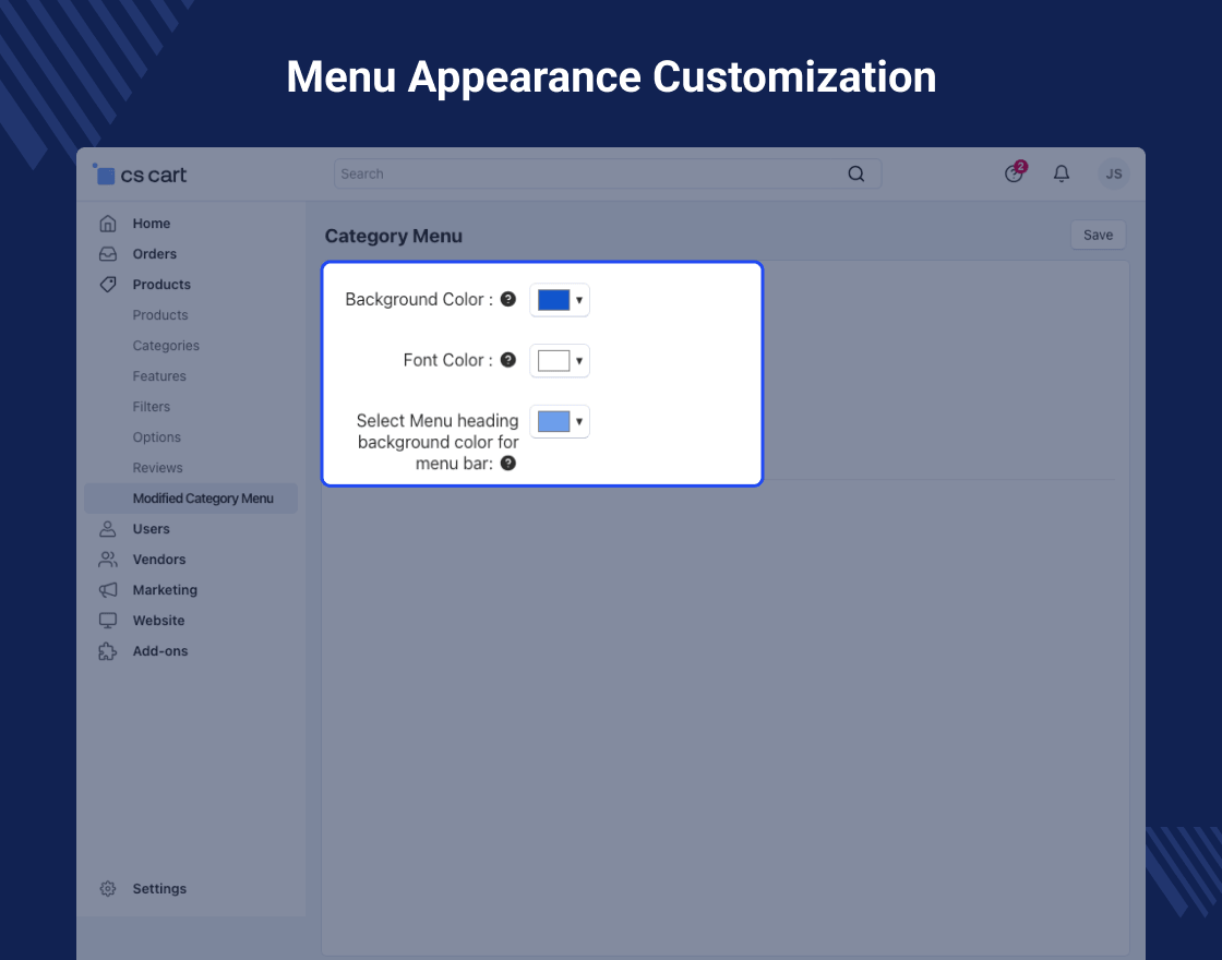 CS-Cart Modified Category Menu