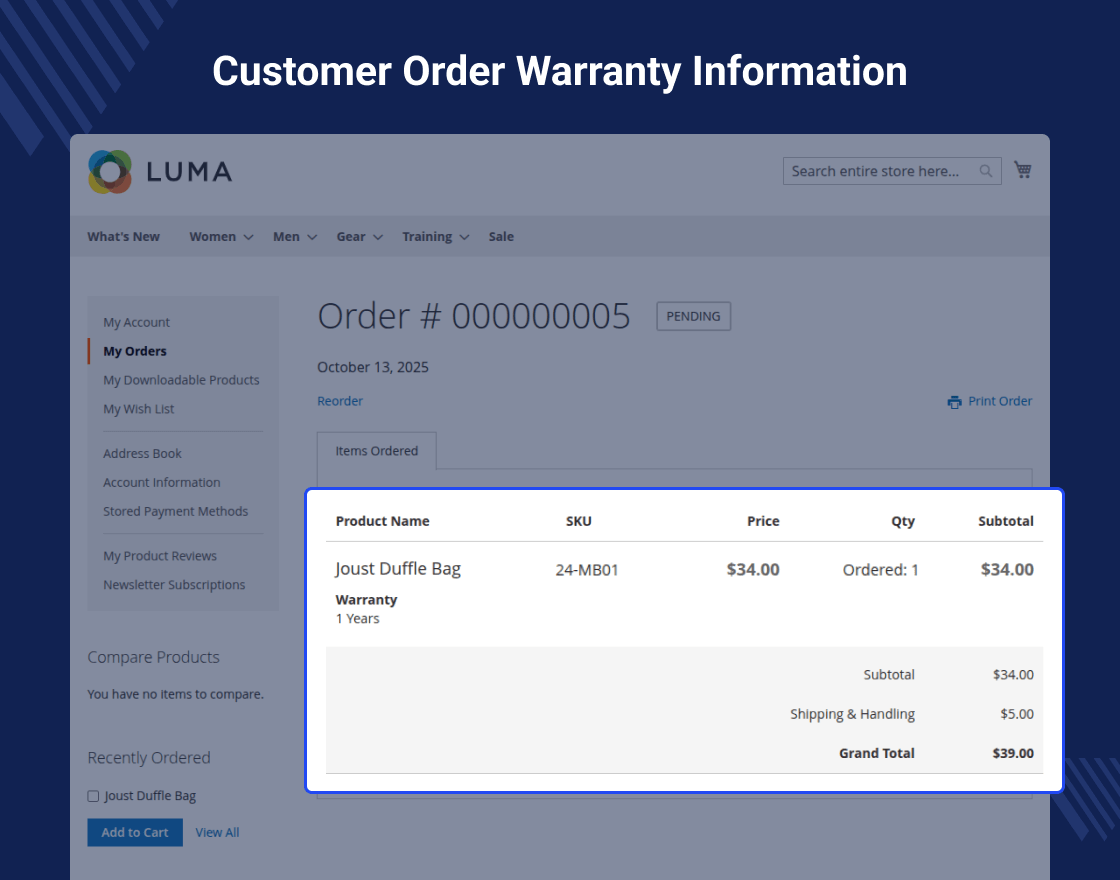 Magento 2 Warranty Management System