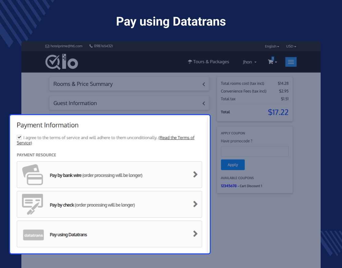 QloApps Datatrans Payment Gateway