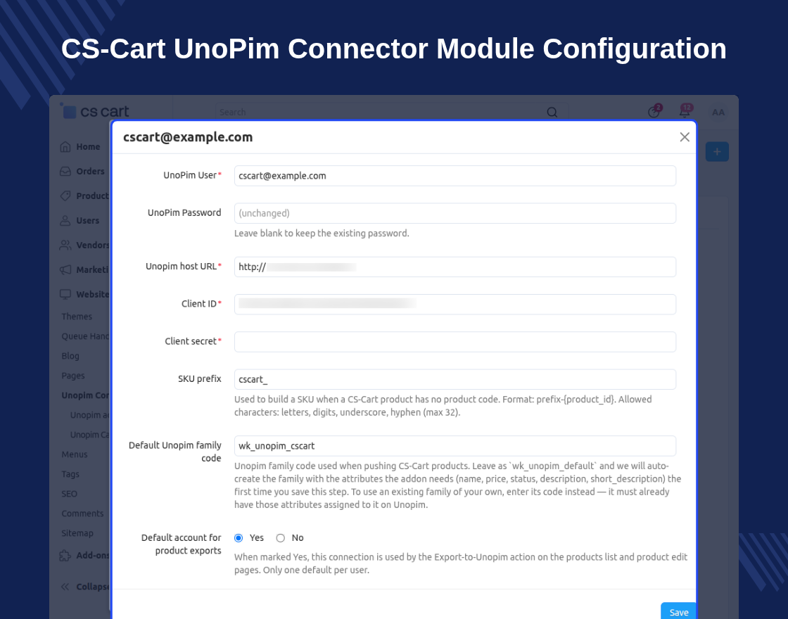 CS-Cart UnoPIM Connector