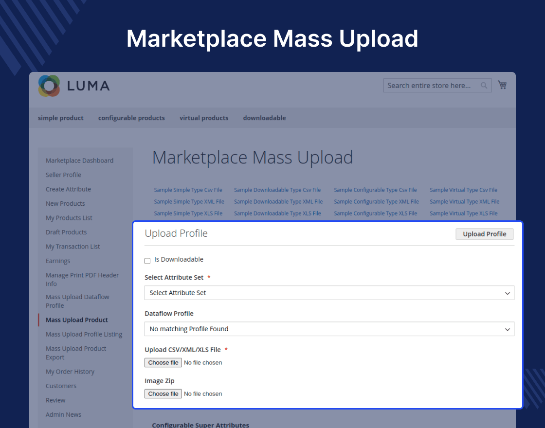 Magento 2 Mass Upload Marketplace Add-on