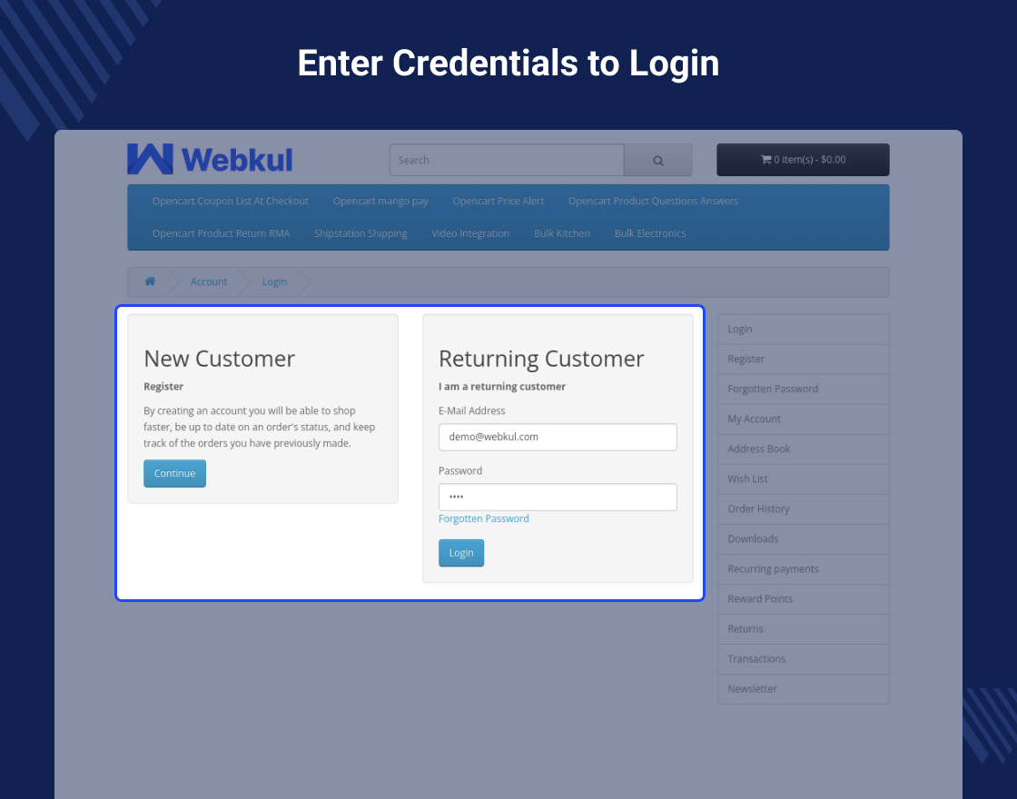 Opencart Product Return RMA