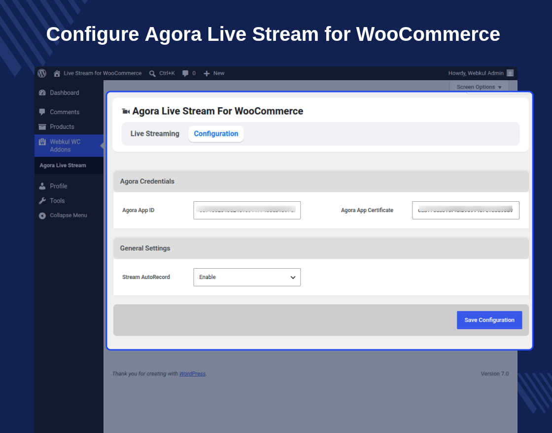 WooCommerce Agora Live Stream