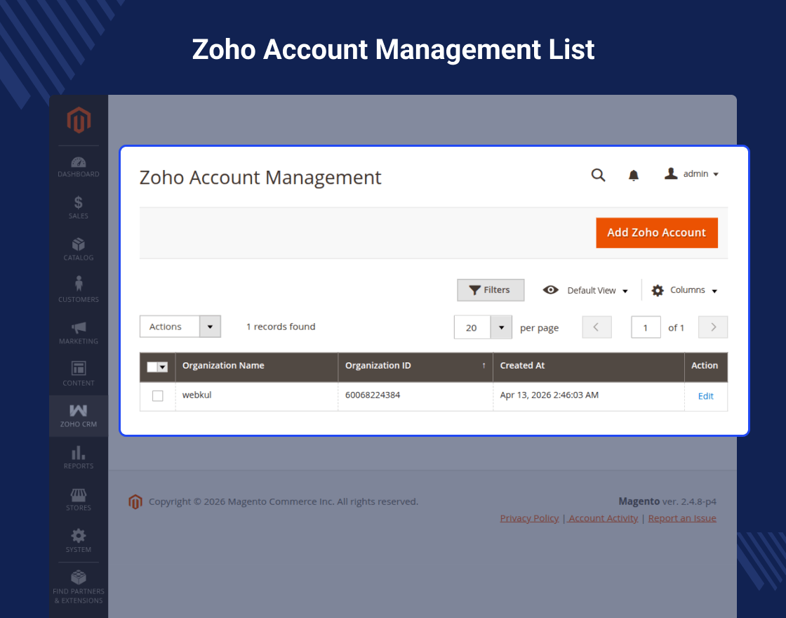  Magento 2 Zoho CRM Integration