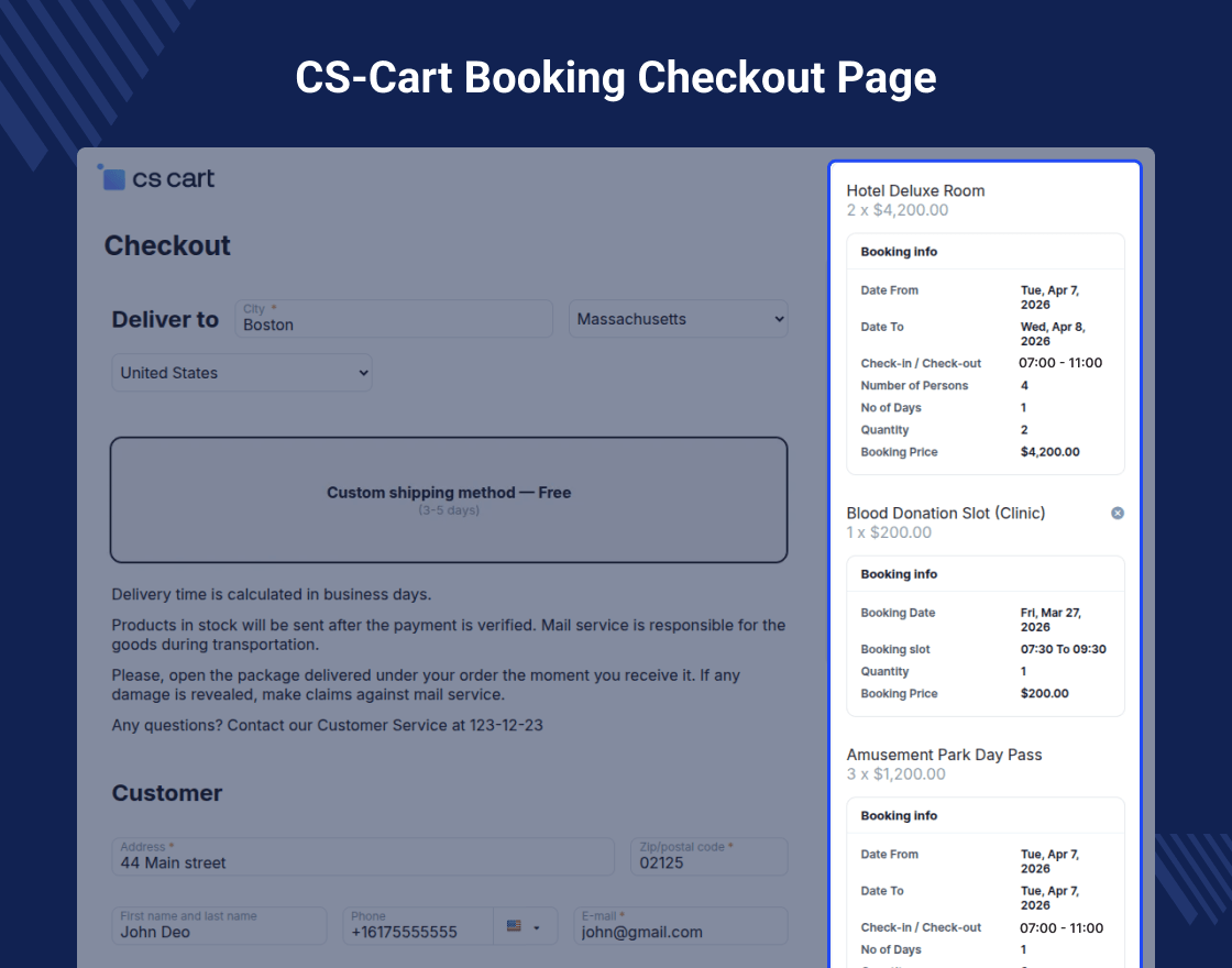 CS-Cart Booking Reservation System