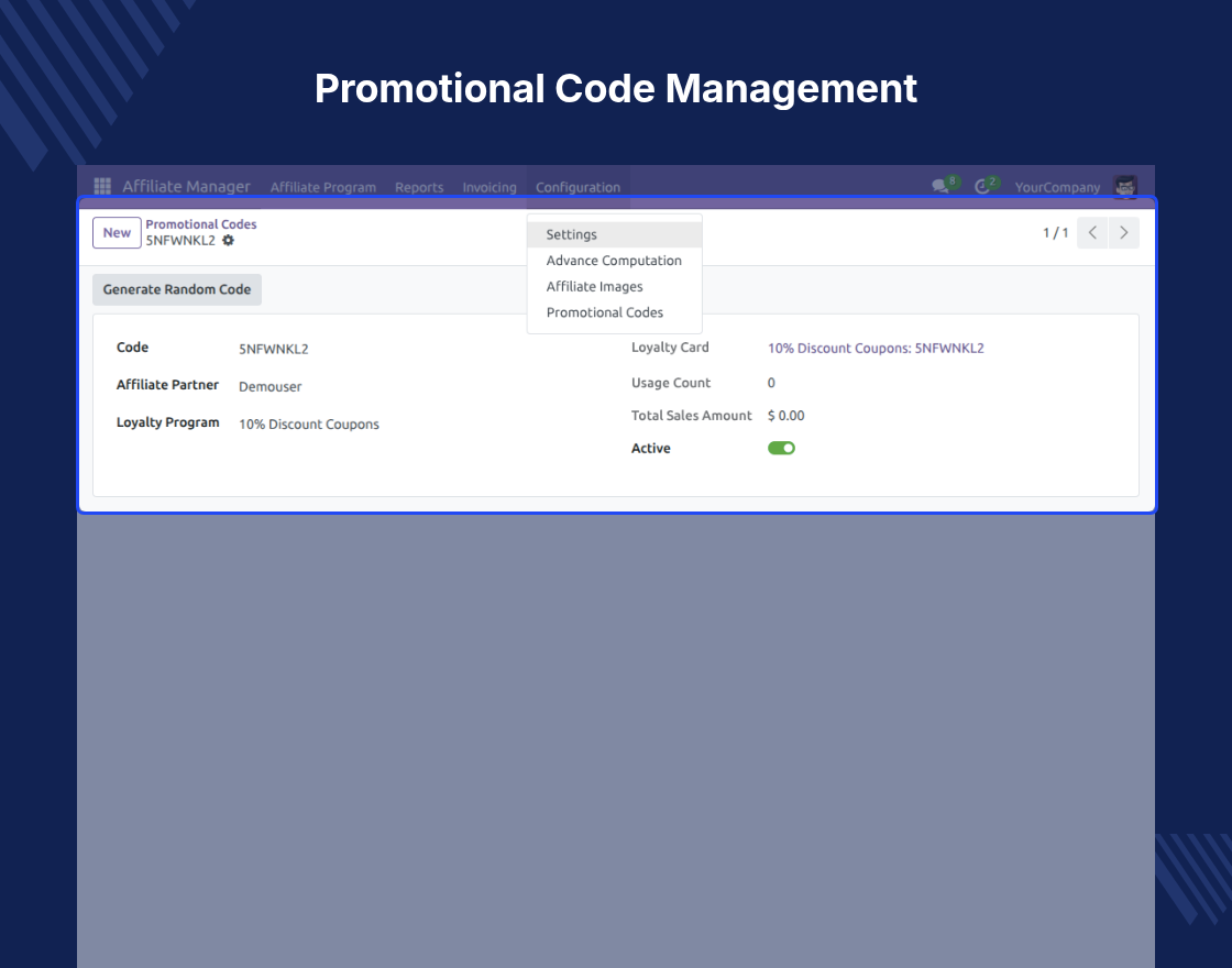 Odoo Affiliate Management