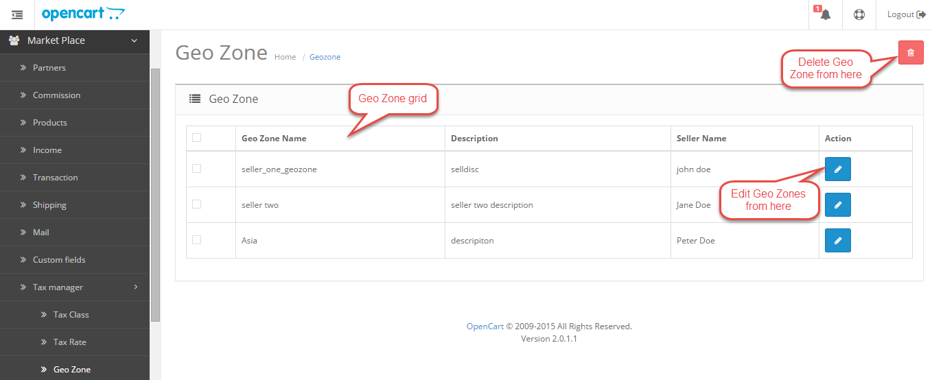 Opencart Marketplace Tax Manager