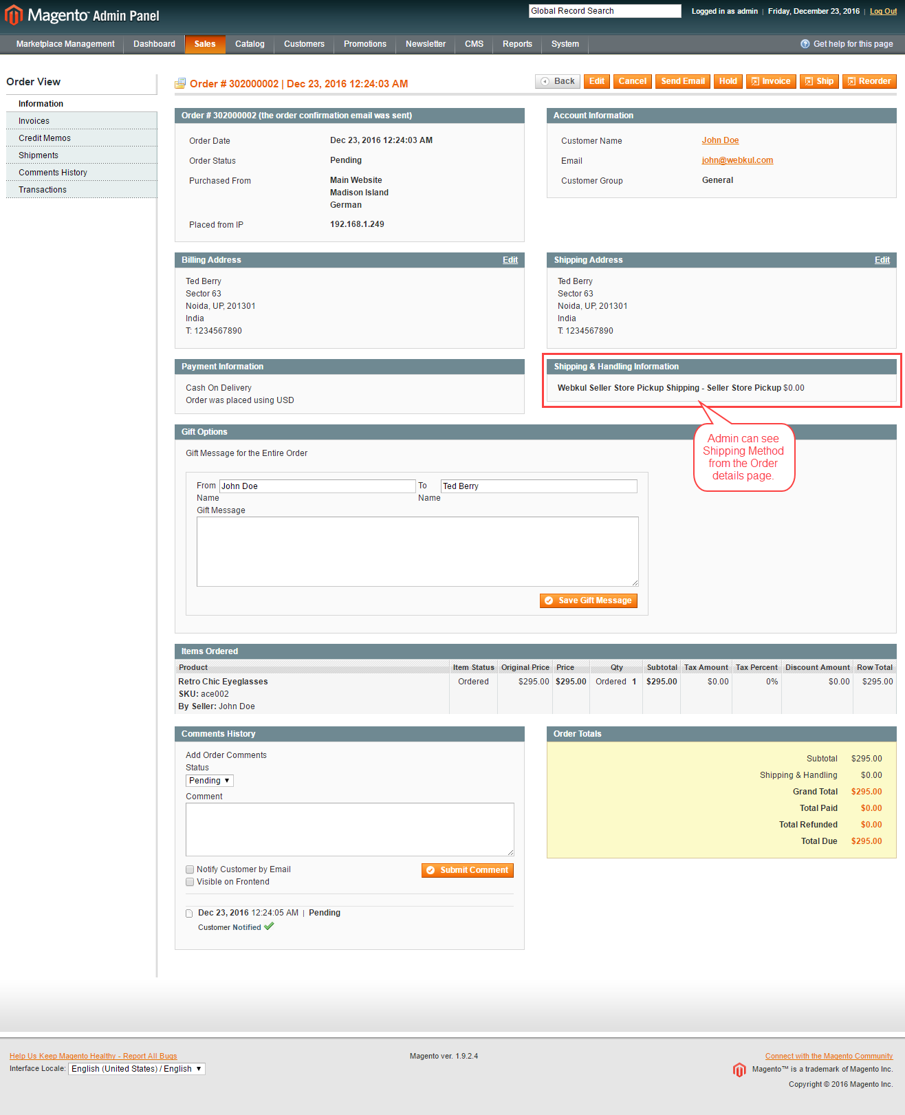 Magento (OpenMage) Seller Store Pickup