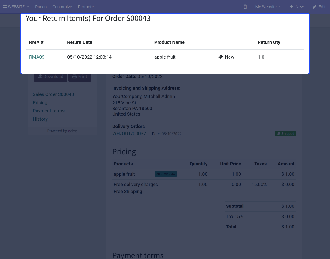 Odoo Marketplace RMA