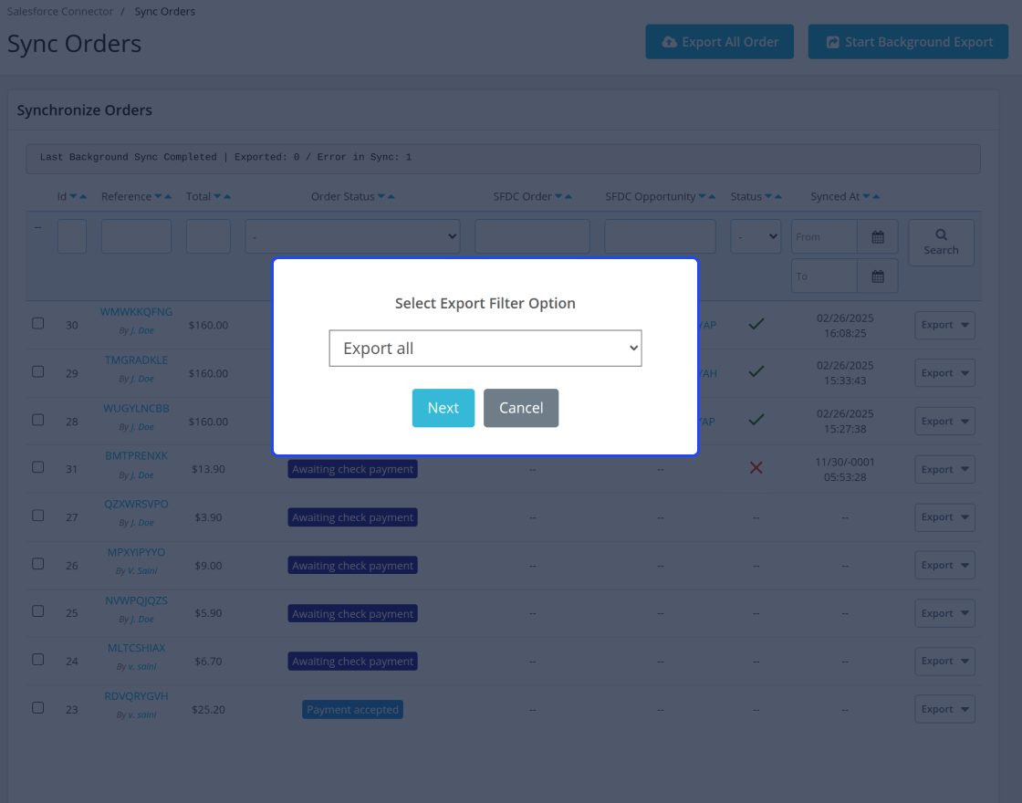 PrestaShop Salesforce Connector