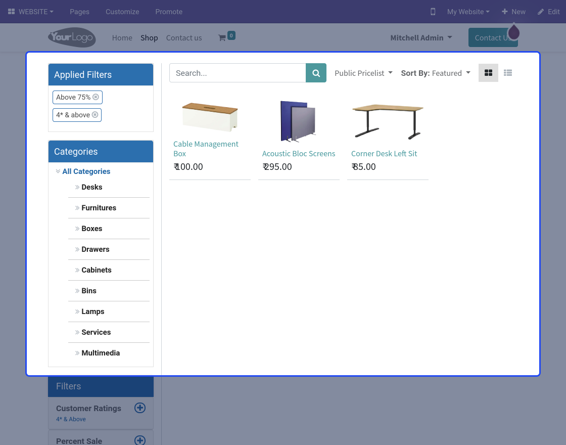 Odoo Website Product Advance Filters