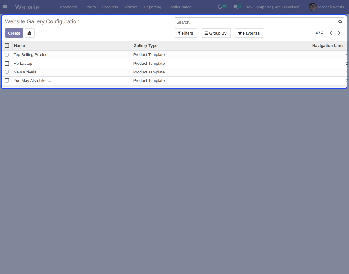 Odoo Website Product Gallery