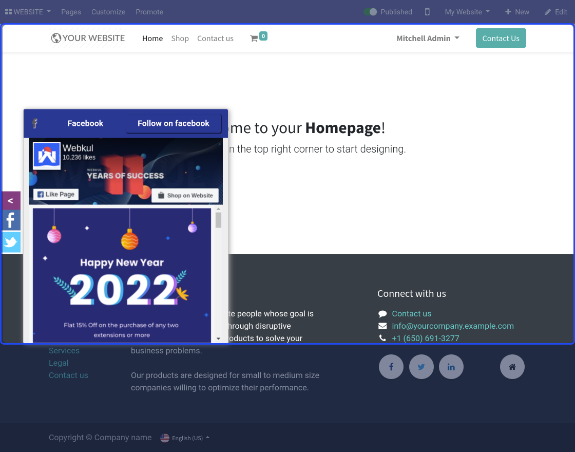 Odoo Website Social Network Tabs