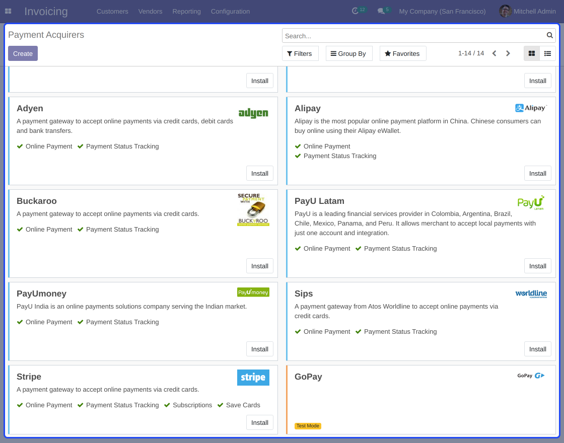 Odoo Website GoPay Payment Acquirer