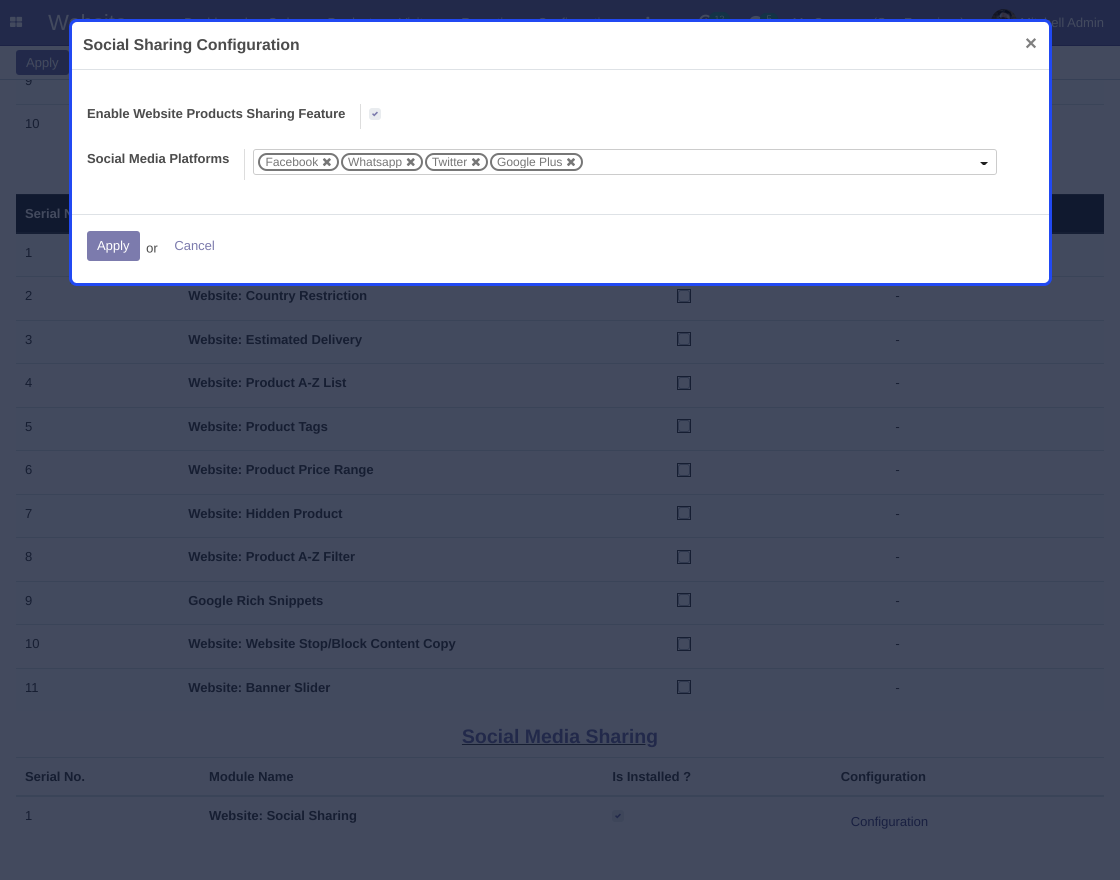 Odoo Website Social Share