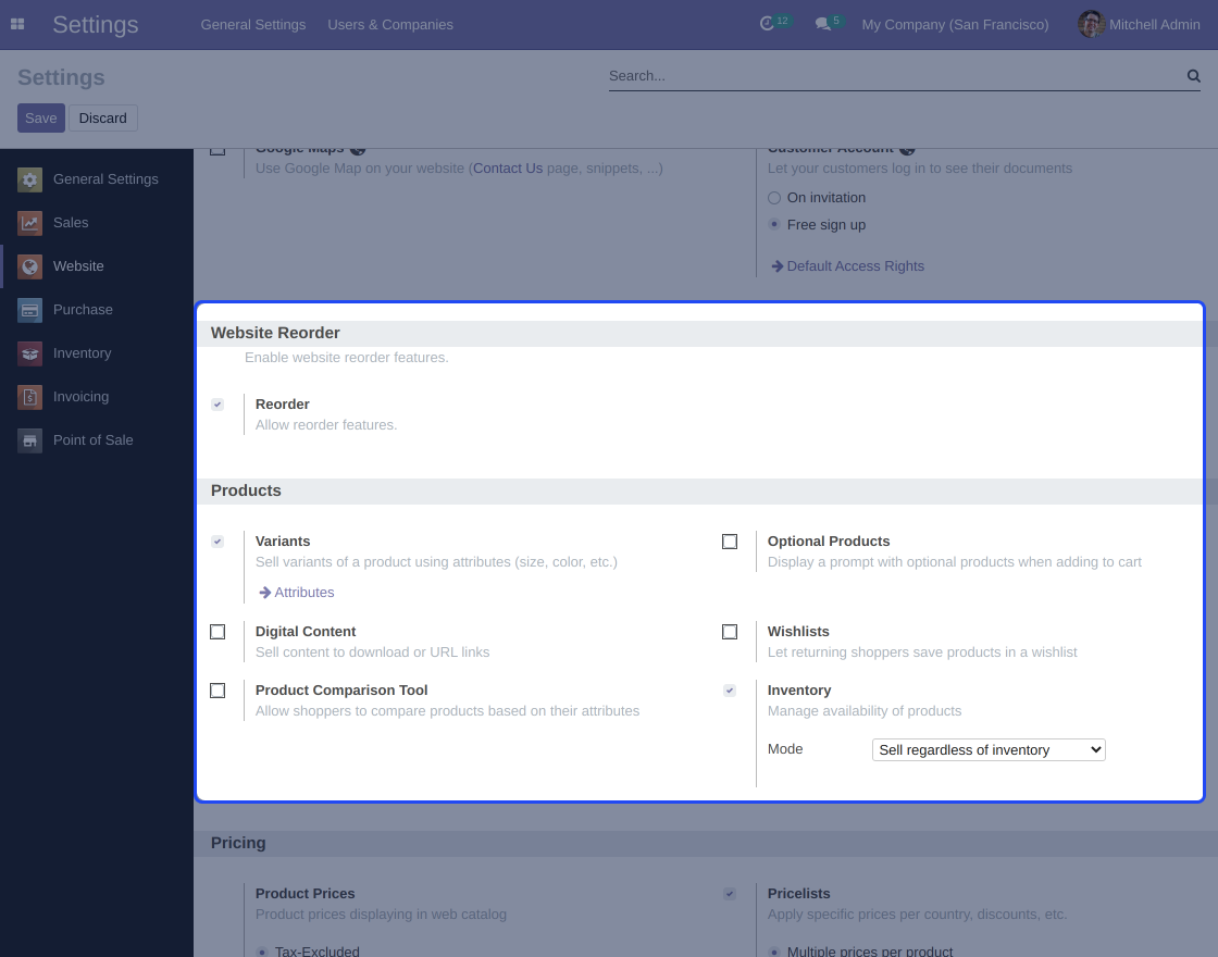 Odoo Website Reorder