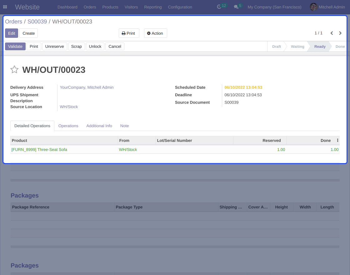 Odoo UPS Shipping Integration