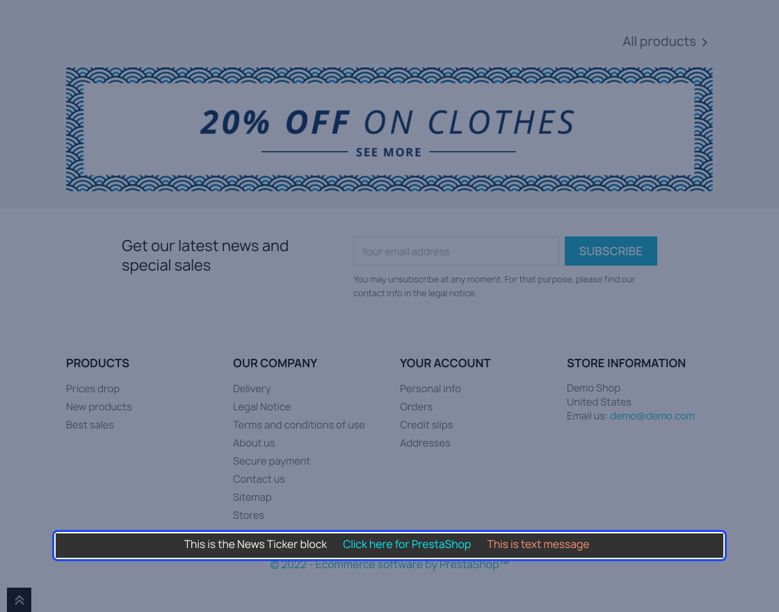 Prestashop News Ticker Block 
