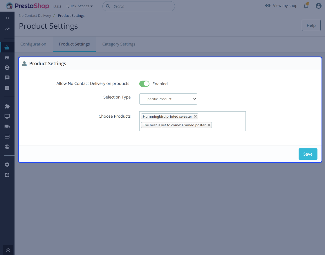 PrestaShop No Contact Delivery