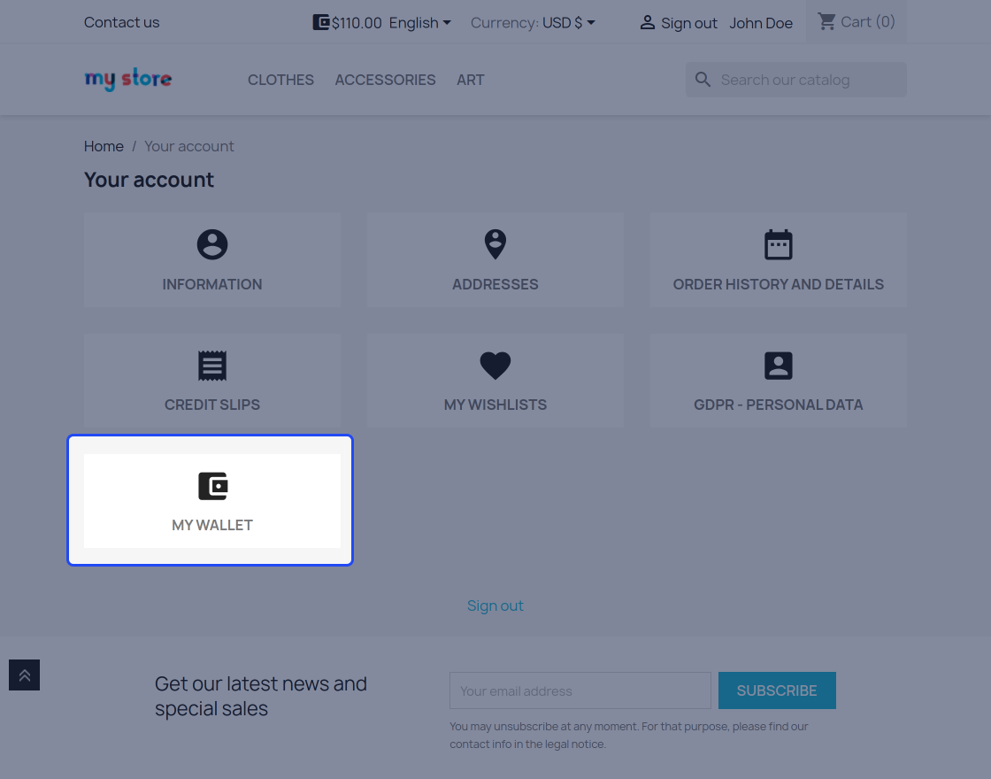 Prestashop Customer Wallet