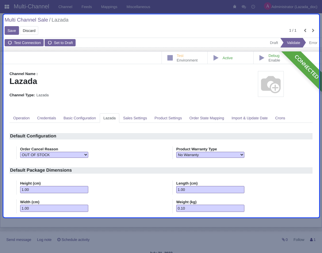 Odoo Lazada Connector for Multichannel