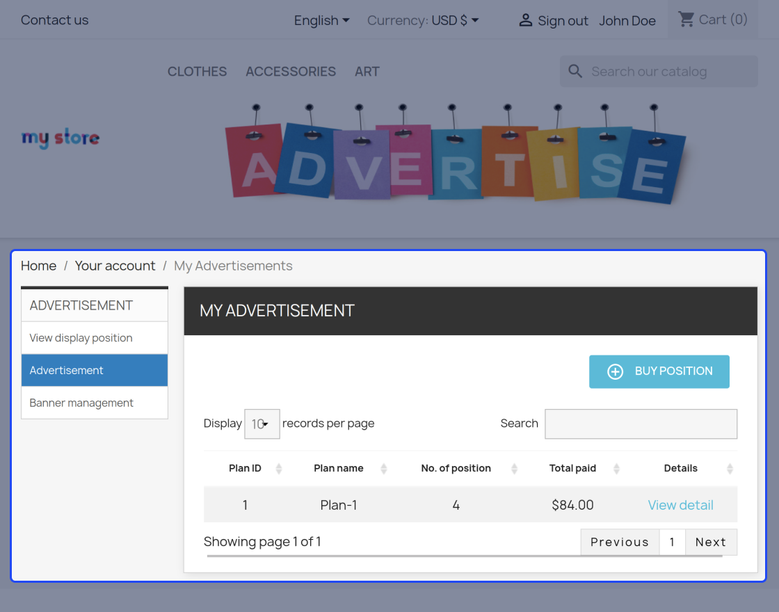 Prestashop Advertisement Addon