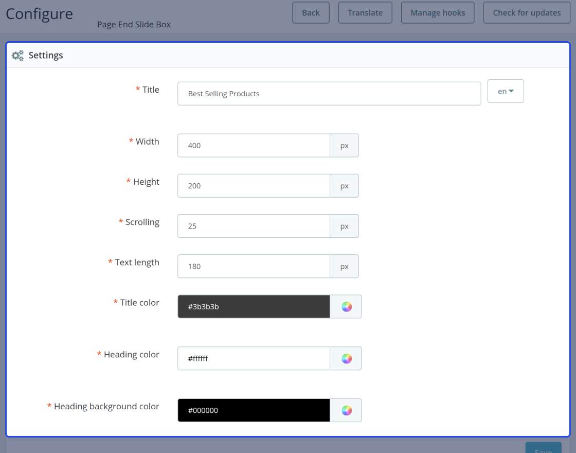 Prestashop Page End Slidebox