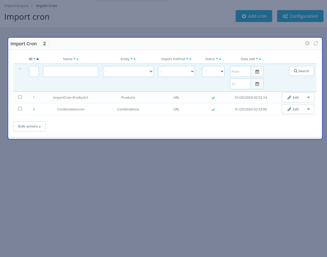 Prestashop Import Export