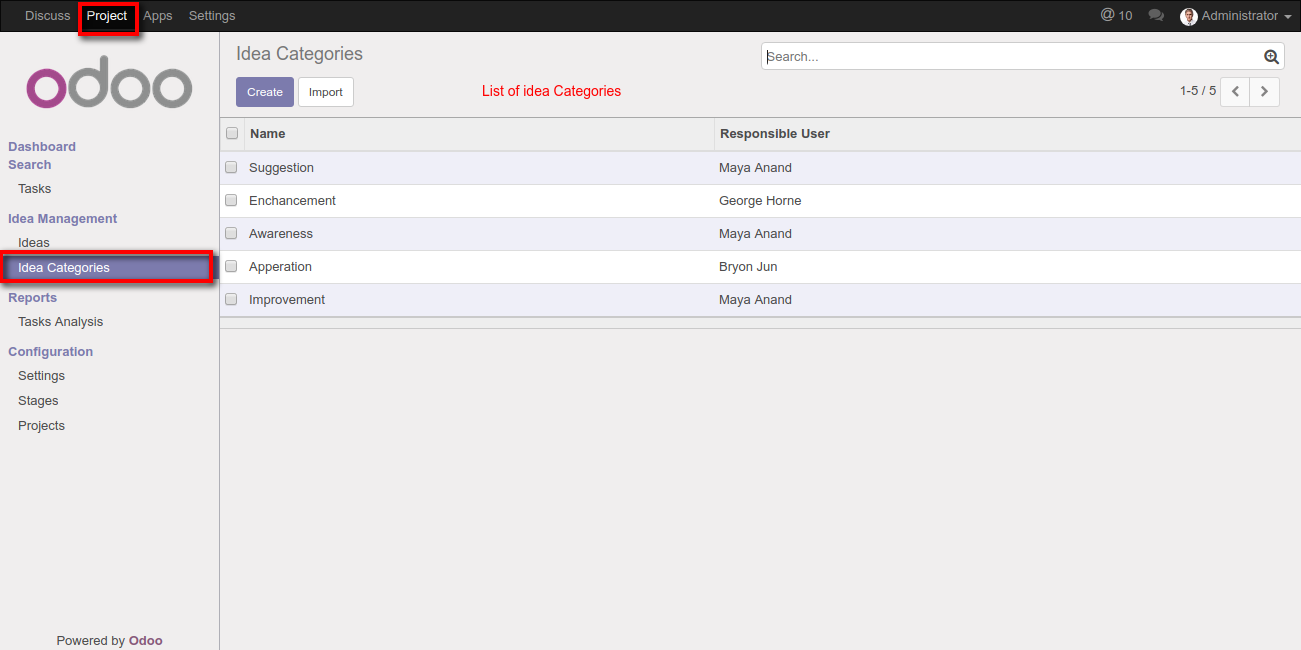 Odoo Idea Management