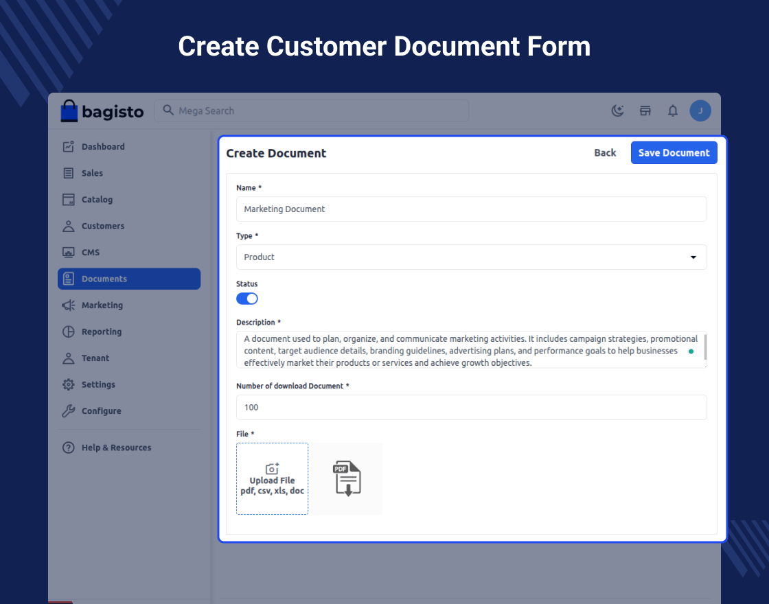 Bagisto SaaS Customer Document Manager
