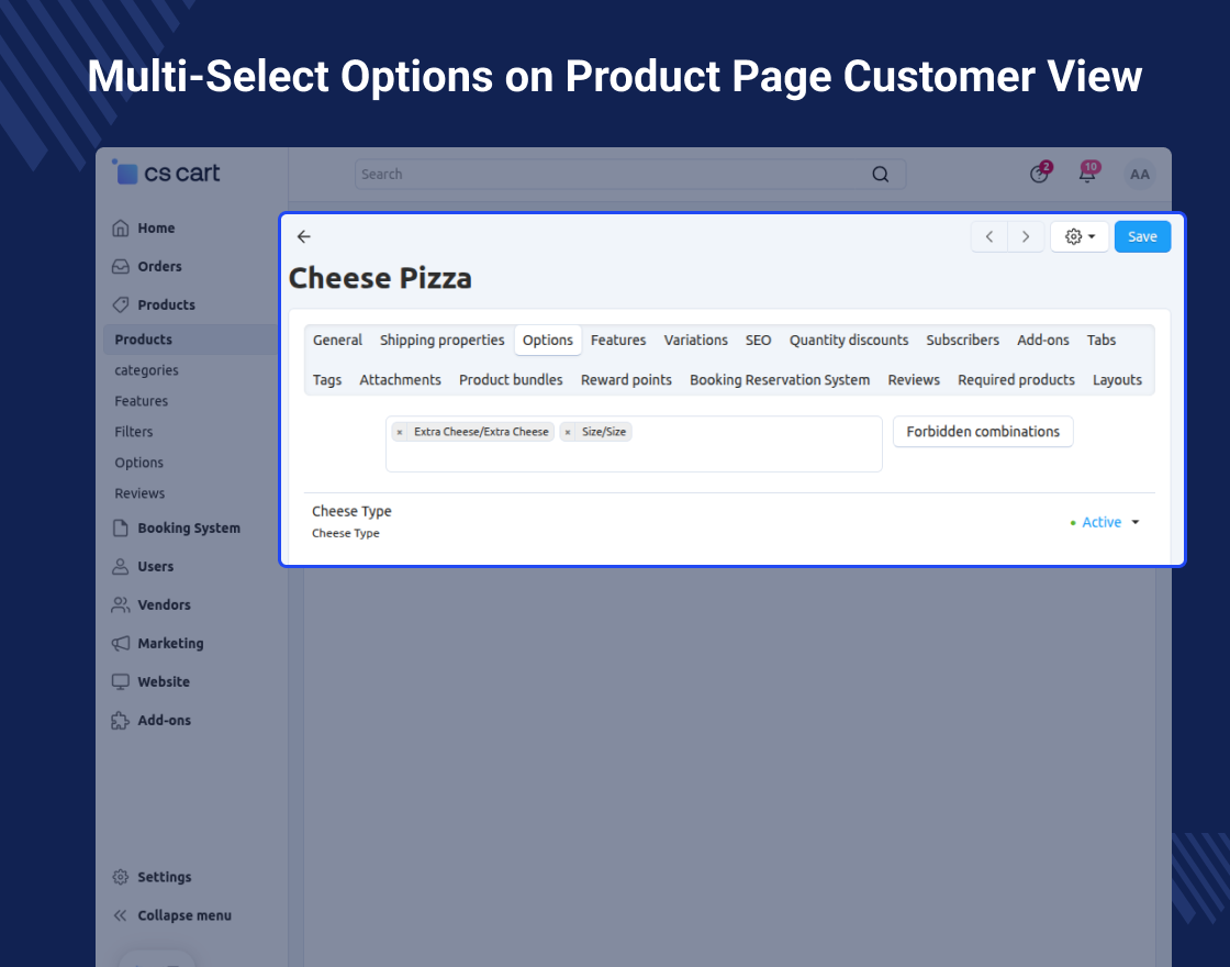 CS-Cart Multi-Select Product Options