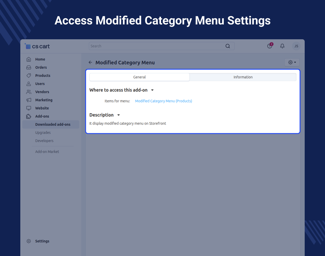 CS-Cart Modified Category Menu