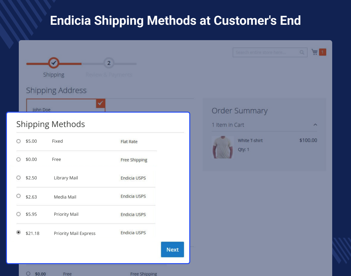 Magento 2 Marketplace USPS Endicia Shipping