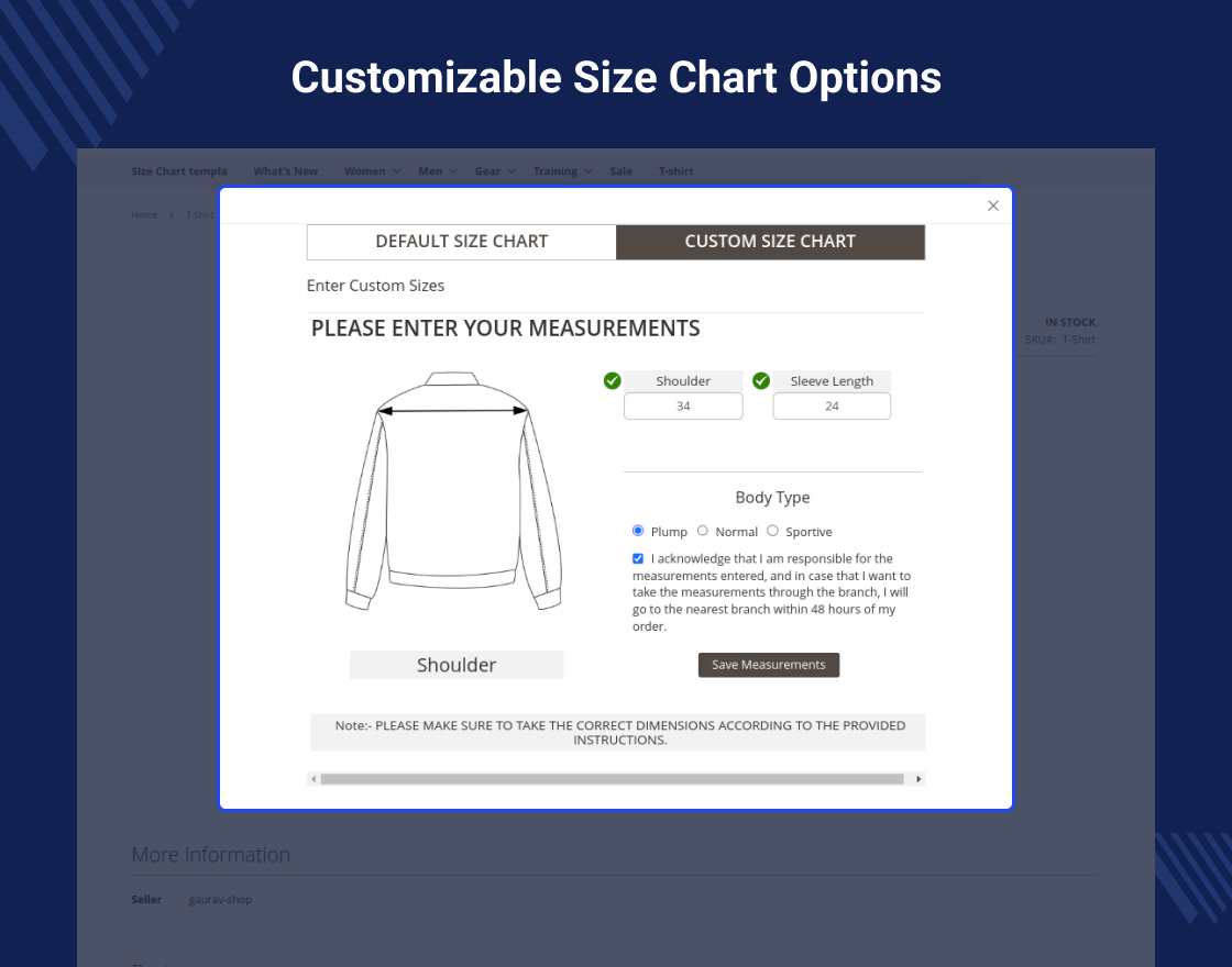 Marketplace Product Size Chart for Magento 2