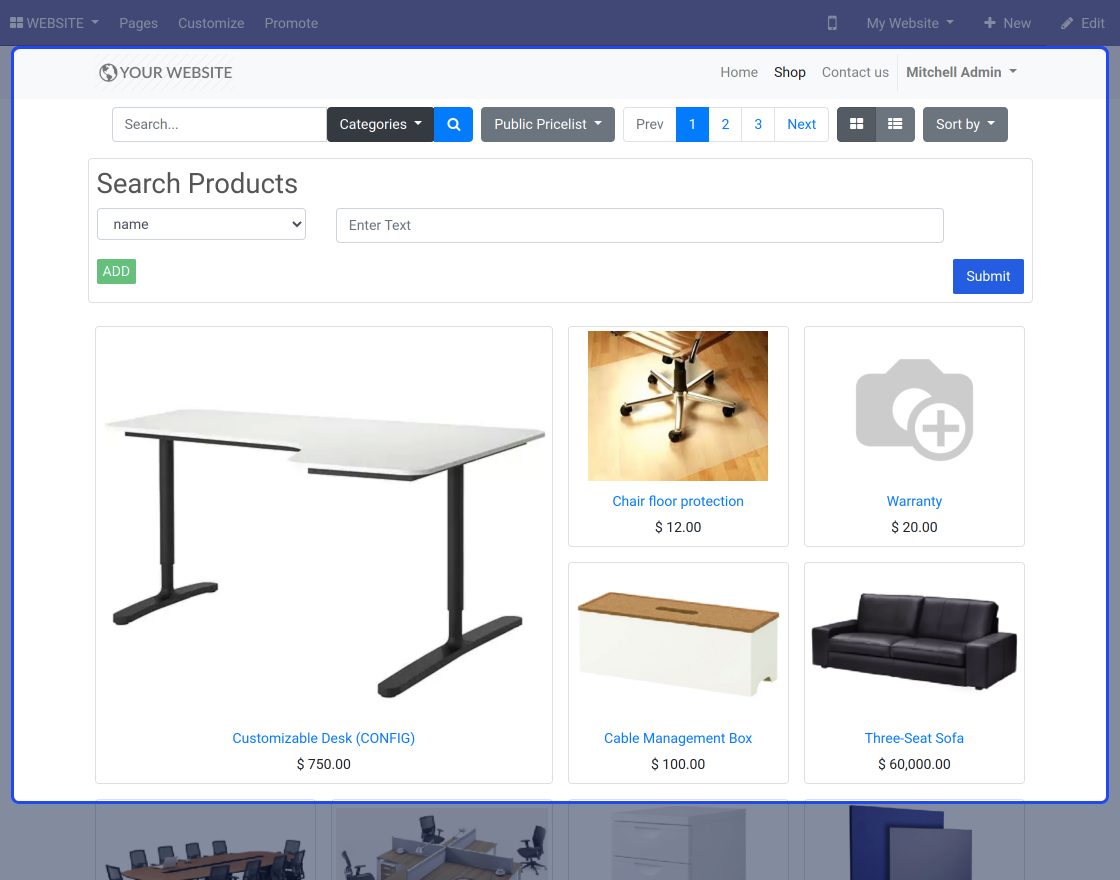 Odoo Website Advance Search