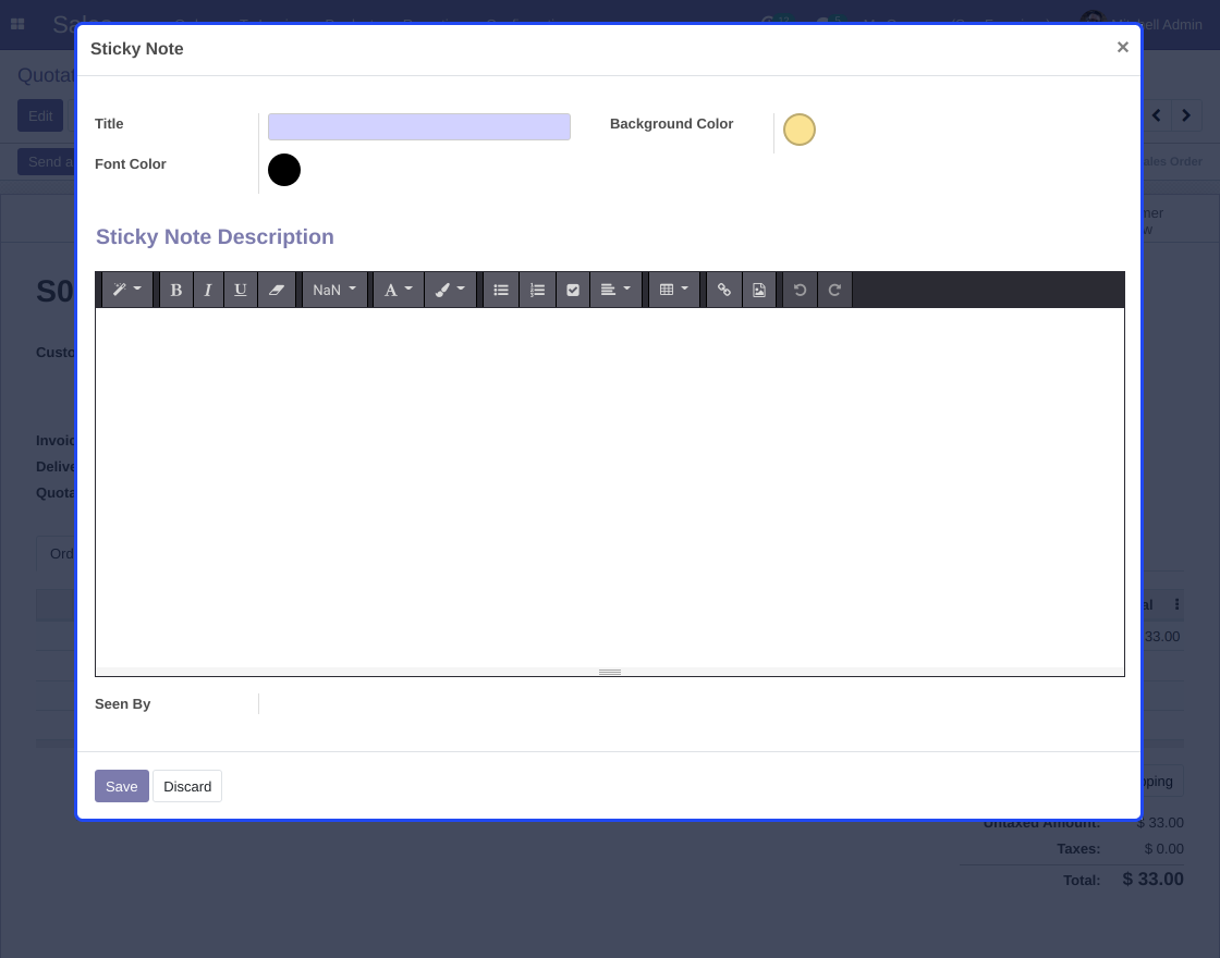 Odoo Sticky Notes