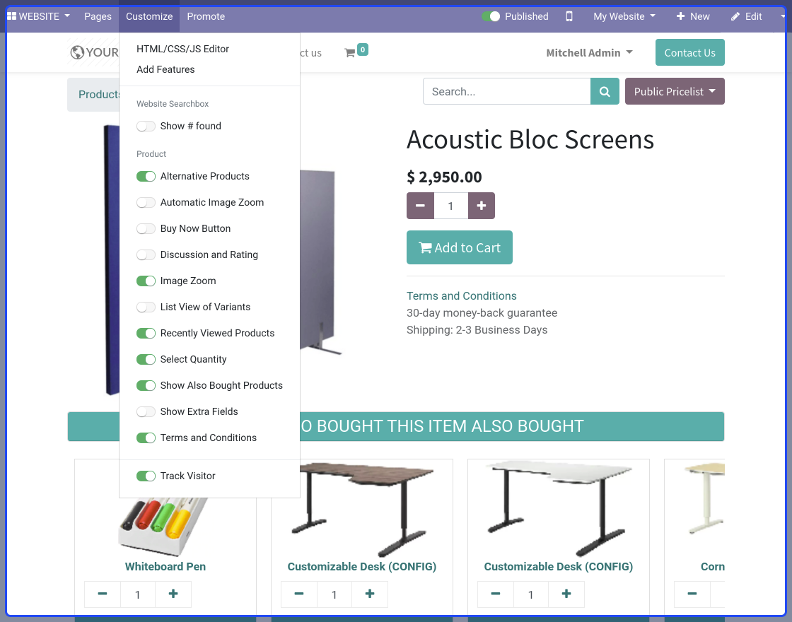 Odoo Website Also Bought Products